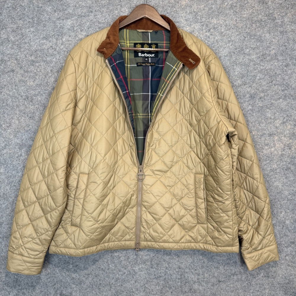 Barbour Flyweight Chelsea Quilted Jacket Mens 2XL Corduroy Trim Tartan Plaid